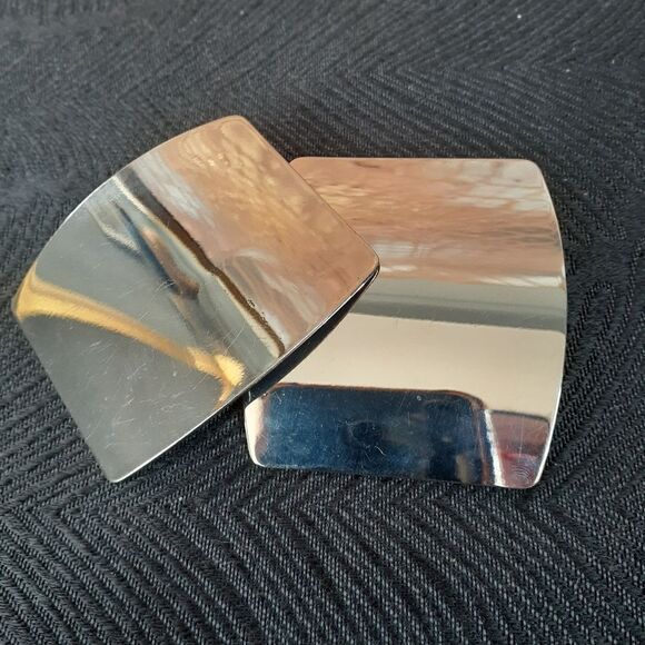 Zara Silvertone Oversized Geometric Statement Earrings - Picture 12 of 15